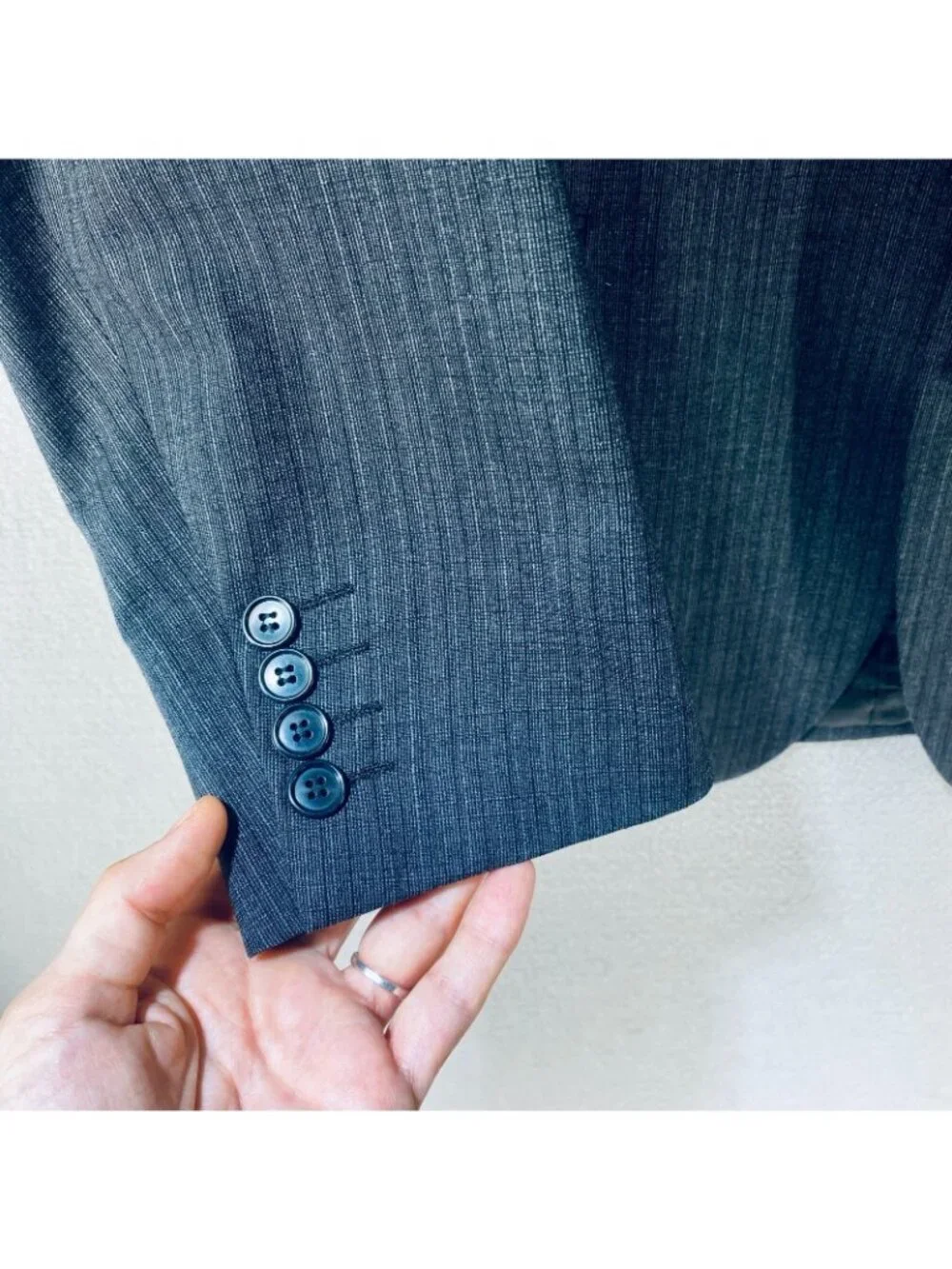 Vintage Saint Laurent Blazer Mens 42L Gray Wool Pinstripe Sport Coat Jacket